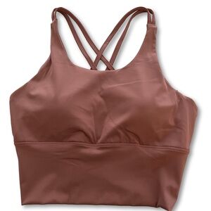 Mira Luxe Strappy Back Longline Sports Bra | Mauve | SMALL OR MEDIUM